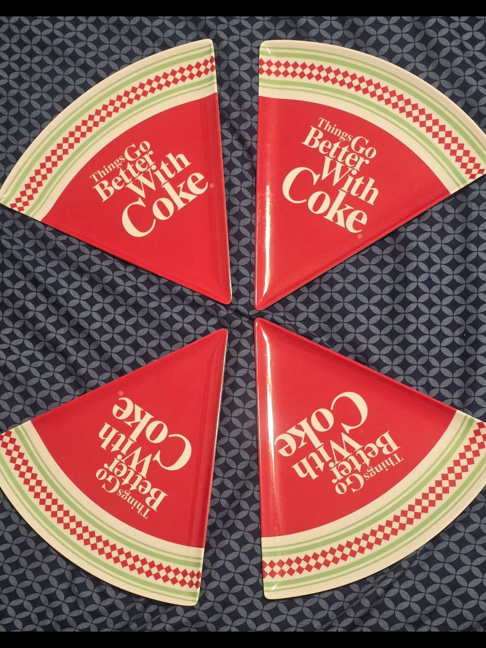 🥤4 Vintage Gibson Coca-Cola 'Things Go Better With Coke' Melamine Pizza Plates